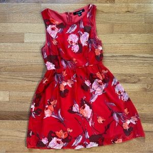 Red Floral Sleeveless Summer Dress